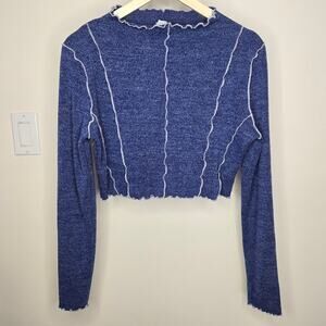 LE LIS COLLECTION Blue Long Sleeve Women's Crop Top Size M